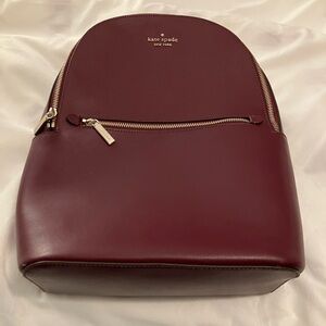 NWOT: kate spade Burgundy Saffiano Leather Backpack with Gold Hardware
